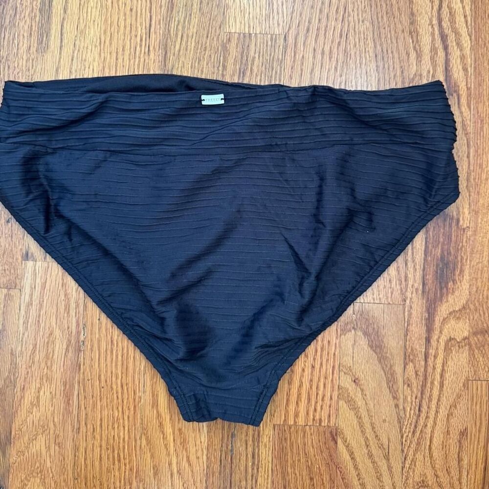 Freely Women's Black Ribbed Bikini Tankini Bottom